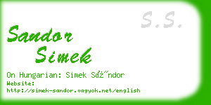 sandor simek business card